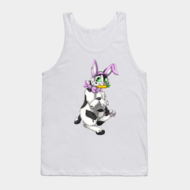 Bobtail BunnyCat: Black Bicolor (Pink) Tank Top by spyroid101